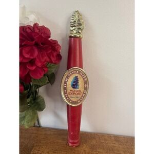 Vintage Molson Export Beer Tap Handle Red Wood Brass Ship Finial Bar Pub Ad